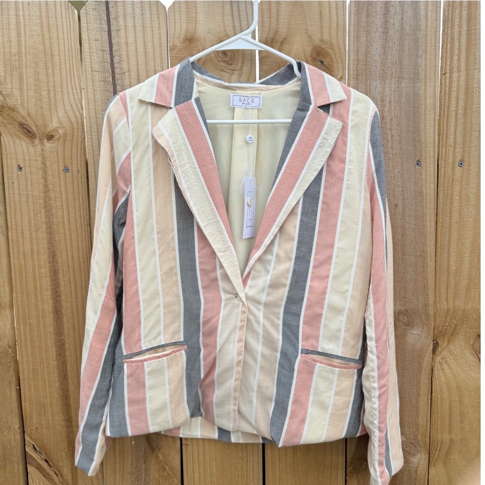 Sage the Label Dreamland Pink Multi Striped Blazer Small NWT